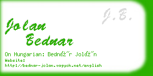 jolan bednar business card